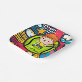 Tennis Kind Verjaardagsfeest Abstracte Achtergrond Papieren Bordje (Gebogen)