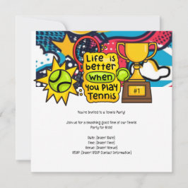 Tennis Kind verjaardagsfeestje Save The Date