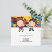 Tennis Kind verjaardagsfeestje Save The Date (Staand voorkant)