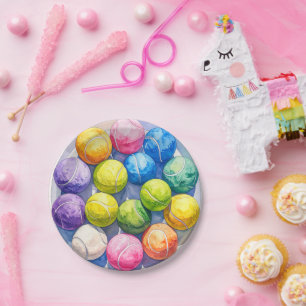 Tennis Kleurrijke ballen Papieren Bordje