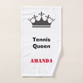 Tennis koningin modern personaliseert tekst met kr handdoek