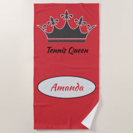 Tennis koningin modern personaliseert tekst met kr strandlaken