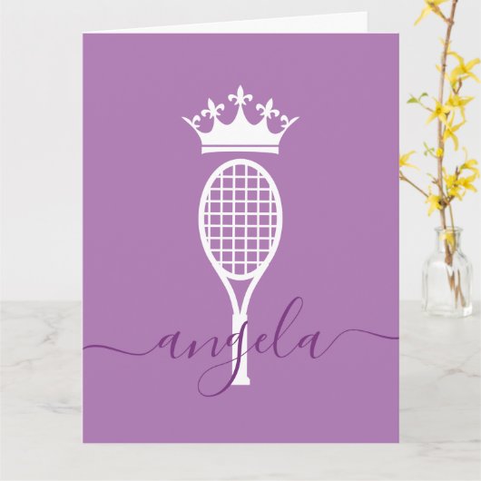 Tennis Koningin van de Rechtbank Gepersonaliseerde Kaart (Gele Bloem)