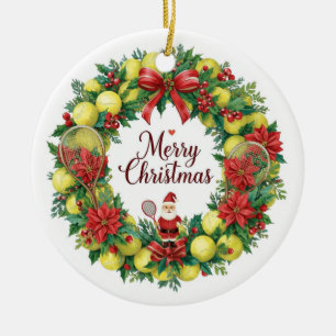 Tennis krans voor Kerstmis met Sinterklaas Keramisch Ornament