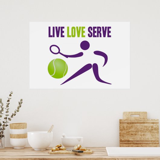 Tennis: Leef. Liefde. Serve. Poster (Keuken)