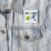 Tennis: Leef. Liefde. Serve Vierkante Button 5,1 Cm (In situ)