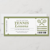 Tennis Lesson Cadeaubon Voucher Kaart (Voorkant)