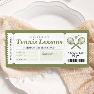 Tennis Lesson Gift Voucher Certificate Kaart