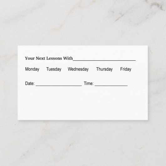 Tennis Lessons Appointons Visitekaartjes Sjabloon (Achterkant)