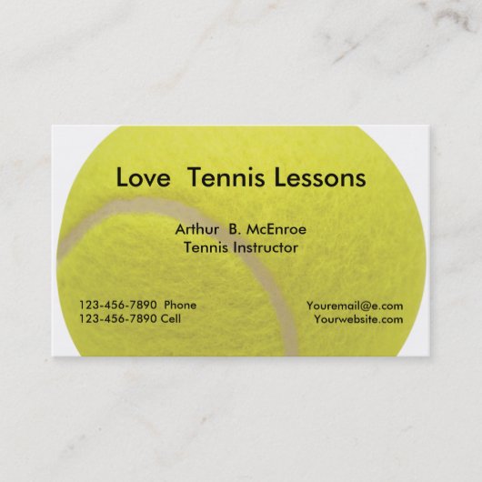 Tennis Lessons Instructor Visitekaartje (Voorkant)