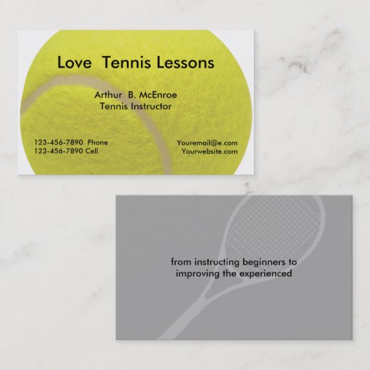 Tennis Lessons Instructor Visitekaartje (Voorkant / Achterkant)