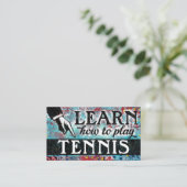 Tennis Lessons Visitekaartjes - Blauw rood (Staand voorkant)