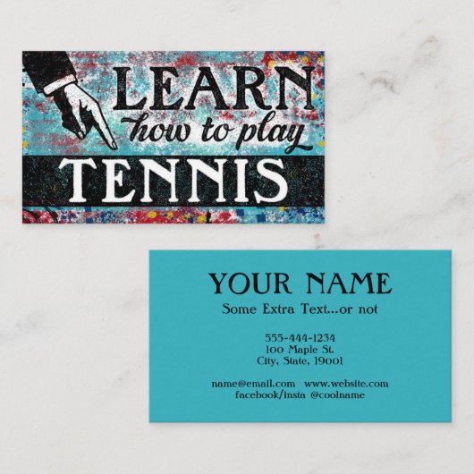 Tennis Lessons Visitekaartjes - Blauw rood (Voorkant / Achterkant)