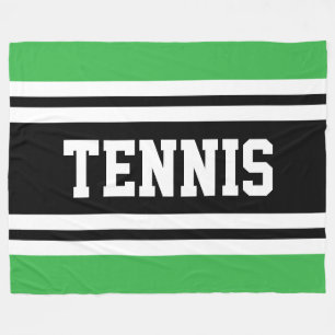 TENNIS Leuk Helder Groen Zwart Wit Racing Strepen Fleece Deken