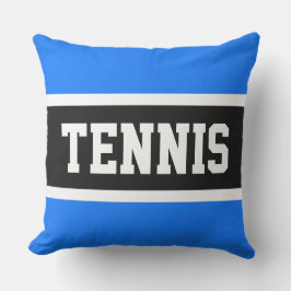 TENNIS Leuk Sportief Bold Helder Blauw Zwart Strep Buitenkussen