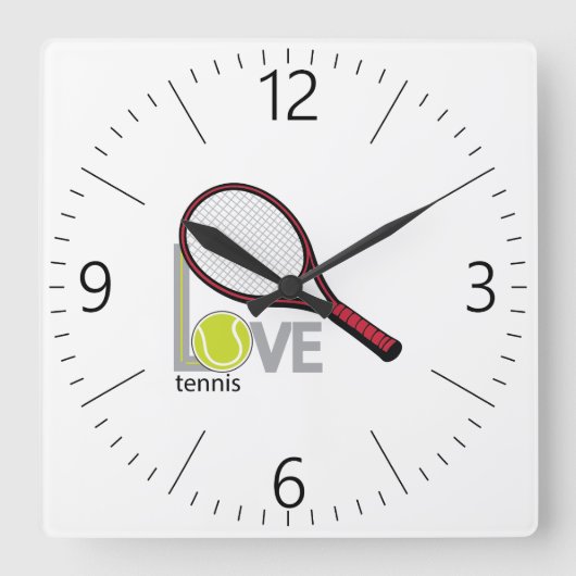 Tennis leuk vinden vierkante klok (Voorkant)