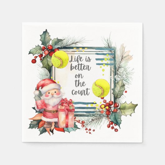 Tennis Leven is beter op het veld Kerstfeest Servet (Voorkant)