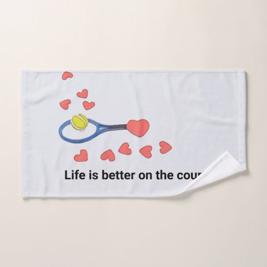 Tennis leven is beter voor de rechtbank met liefde handdoek (Handdoek)