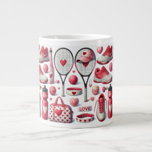 Tennis Liefde gethematiseerd in rood en wit met ha Grote Koffiekop
