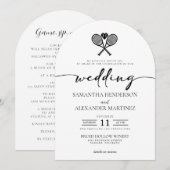 Tennis liefde met details bruiloft kaart (Voorkant / Achterkant)