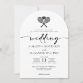 Tennis liefde met details bruiloft kaart (Voorkant)