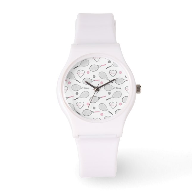 Tennis Liefde Patroon Horloge (Voorkant)