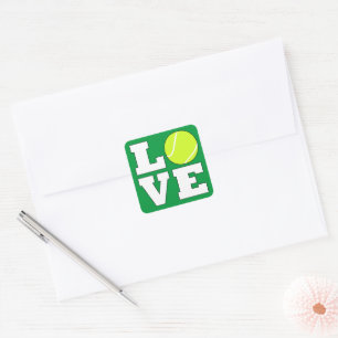 Tennis LIEFDE Pret Sports Speler Team Feest Vierkante Sticker