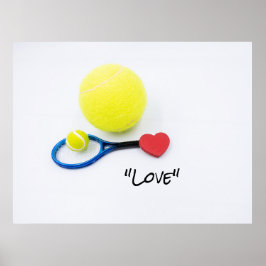 Tennis liefde voor tennisbal en racketminnaar poster