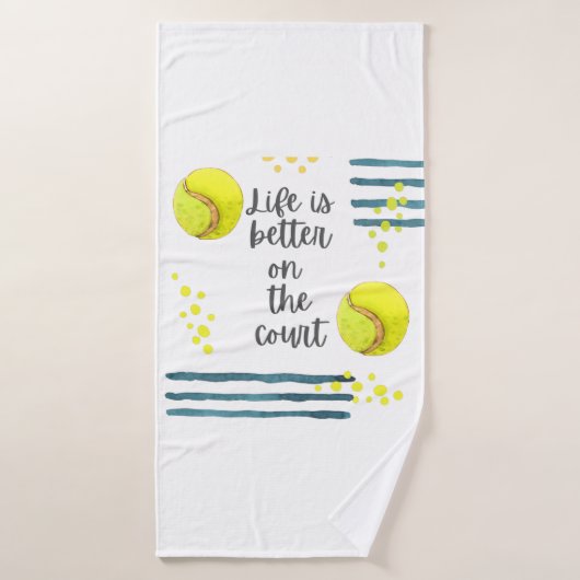 Tennis Life is beter voor de rechtbank waterverf Badhanddoek (Badhanddoek)