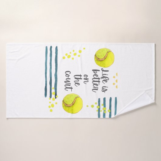 Tennis Life is beter voor de rechtbank waterverf Badhanddoek (Badhanddoek)
