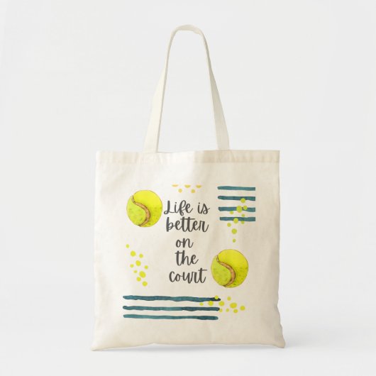 Tennis Life is beter voor de rechtbank waterverf Tote Bag (Voorkant)
