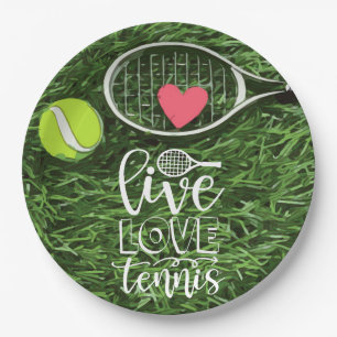 Tennis Live Love Tennis met bal en racket Papieren Bordje