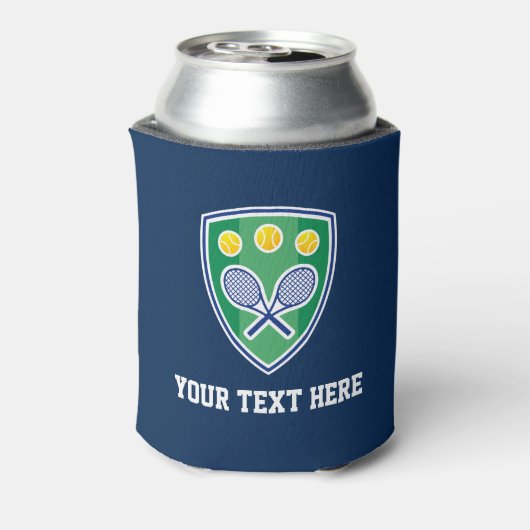 Tennis logo koelboxxen met aangepaste tekst blikjeskoeler (Blikje Achterkant)