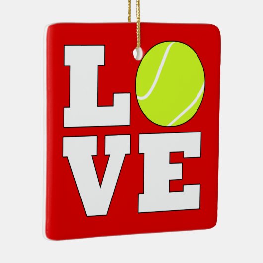 Tennis LOVE Aangepaste kerstversiering voor kleure Keramisch Ornament (Rechts)