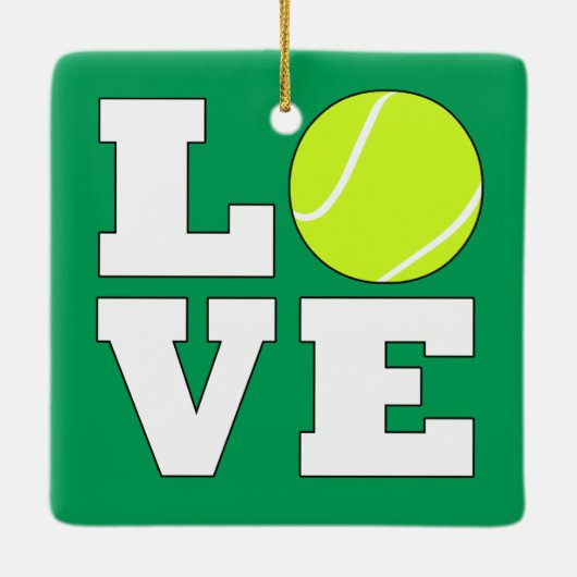 Tennis LOVE Aangepaste kerstversiering voor kleure Keramisch Ornament (Achterkant)