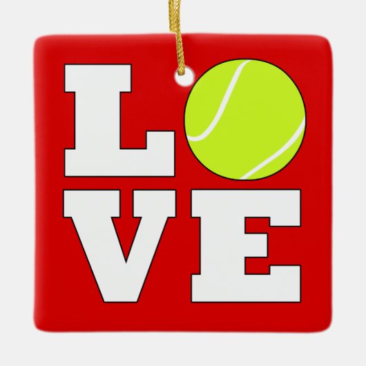 Tennis LOVE Aangepaste kerstversiering voor kleure Keramisch Ornament (Voorkant)