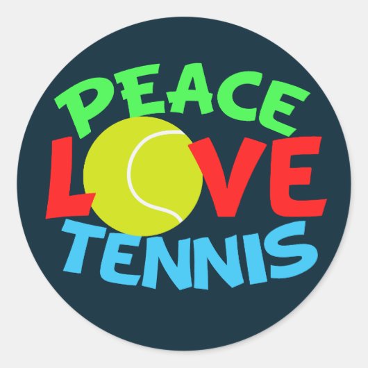 Tennis Love Blue Kerstmis Ronde Sticker (Voorkant)