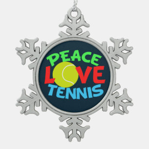 Tennis Love Blue Tin Sneeuwvlok Ornament