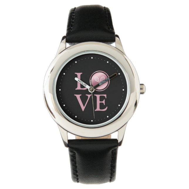 Tennis Love Classy Roos Gold Player Coach Roze Horloge (Voorkant)