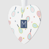 Tennis Love Heart Monogram Personalized Holiday Ornament (voorkant)