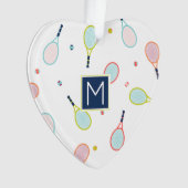 Tennis Love Heart Monogram Personalized Holiday Ornament (voorkant)