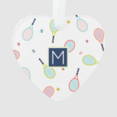 Tennis Love Heart Monogram Personalized Holiday Ornament (achterkant)