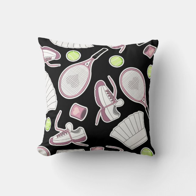 Tennis Love Pattern Pink and Black Kussen (Voorkant)
