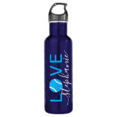 Tennis Love Personalized Bright Cyan Blue Waterfles (Voorkant)