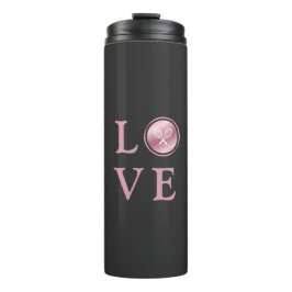 Tennis Love Pink Rose Gold Typography Cute Rackets Thermosbeker