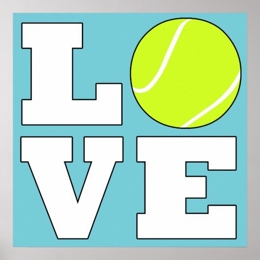 Tennis LOVE Poster Aangepast kleurenvierkant (Voorkant)