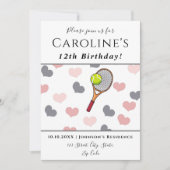 Tennis Love Romantic Hearts Pink & Grey Kinder Par Kaart (Voorkant)