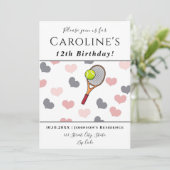 Tennis Love Romantic Hearts Pink & Grey Kinder Par Kaart (Staand voorkant)