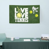 Tennis Love tennis op groen gras Spandoek (Beurs)