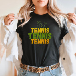Tennis Love - Vetgedrukte groene & gele hart vibes T-shirt